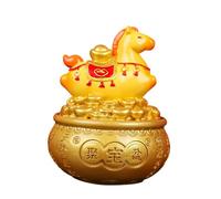 KiBcsLic Figurine de Cheval, Sculpture de Table, Objet de Collection Feng Shui, Décoration de Table, Artisanat pour Chambre, Salon, Bureau, Meuble TV, Cheval Jaune