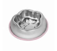 KiBcsLic Gamelle Anti-Glouton en Acier Inoxydable Grande Capacité Bords Lisses pour Chats, Rose, Bac Simple
