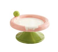 KiBcsLic Gamelle surélevée en Céramique pour Chat, Gamelle surélevée pour Nourriture et Eau, Anti-vomissements, Antidérapante, pour Une Alimentation Facile, Petit Rouge Vert