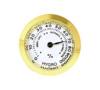 KiBcsLic Hygromètre Analogique Mini Mécanique pour Guitare Boîte à Thé Armoire Cave à Vin Maison Fonctionnement Fiable Sans Pile Adapté Aux Instruments Intérie, or 27 Mm