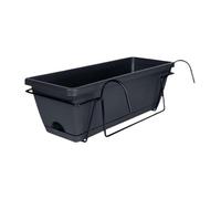 KiBcsLic Jardinière de Balcon avec Soucoupe et Support, Pot de Fleurs avec Trou de Drainage pour Terrasse, Espace Extérieur, Jardinière de Fenêtre, 43,2 X 19,8, Gris FONCÉ