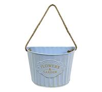 KiBcsLic Jardinière Murale Vintage en Métal Demi-Cercle avec Corde pour Plantes Adapté pour Décoration Intérieure Extérieure, Bleu