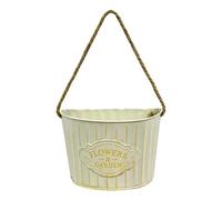 KiBcsLic Jardinière Murale Vintage en Métal Demi-Cercle avec Corde pour Plantes Adapté pour Décoration Intérieure Extérieure, Laiteux