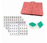 KiBcsLic Jeu Mahjong Hong Mahjong Asiatique Faces Imprimées Tuiles en Acrylique Cristal Cartes Vent et Dragon, Array, Vert, 7分绿丝 37+红皮盒