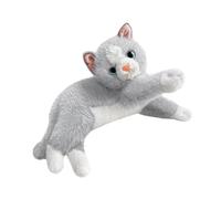 KiBcsLic Jouet Réaliste pour Chat Couché, Peluche Chat Réaliste pour La Décoration de Chambre, Gris