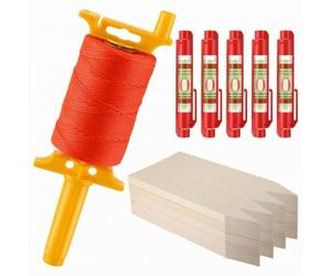 KiBcsLic Kit Cordeau Maçon Professionnel Cordeau Maçon avec Enrouleur Résistant Outil pour Maçons, Jardiniers, Maçonnerie, Jardin