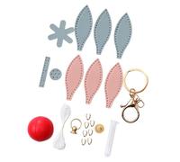KiBcsLic Kit de Couture Porte-clés DIY Ballon Chaud Pendentif en Cuir PU Fournitures Artisanales Prédécoupées pour Débutants Adapté Aux Accessoires Clés, Bleu et Rose