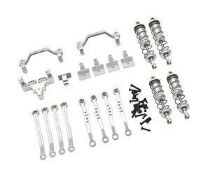 KiBcsLic Kits D'amélioration En Métal pour Voitures RC 1:16 - Pièces Détachées Faciles à Installer - Accessoires - Supports D'amortisseurs avant et Arr, Argent