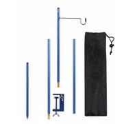 KiBcsLic Lampadaire de Camping Support de Lampe Poteau Lumineux Trépied Lanternier Aluminium Alliage Pliable Démontable Compact pour Randonnée Bivouac Pêche, Bleu, 3 Sections, Crochet Simple