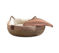 KiBcsLic Lit Confortable pour Chat Panier Chat Berceau Coussin Détachable Chat Nid Anti-Rayures Matériau Naturel Coton Corde Herbe Adapté Aux Chats Petits Chie, M