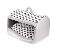 KiBcsLic Lit pour Chat Douillet Maison pour Chat Cave Fermée Coussin Lavable Matière Fibre Moelleuse avec Poignée Pratique Offre Confort Toute L'Année Adapté A, Gray L