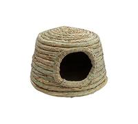 KiBcsLic Maison pour Lapin Abri en Herbe Tressée Cottage pour Petits Animaux Lit Cachette Jouet à Mâcher Paille Fait Main Solide Léger Confortable Adapté aux, Petit