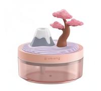 KiBcsLic Mini Diffuseur D'humidité USB Silencieux Diffuseur D'humidité Fleur USB Brume Fine Portable pour Maison, Thème Japonais Avec Cerisier En Fleurs Et Volcan Enneigé