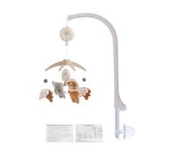 KiBcsLic Mobile avec Peluches En Tissu Mobile Lit Doux Jouet pour Nouveau-Nés, Ensemble De Support En Plastique Éléphant En Velours De Cristal + Boîte À Musique