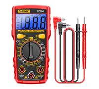 KiBcsLic Multimètre numérique avec support, outil de test de tension, voltmètre, maintien des données pour les fusibles de voiture et les prises domestiques, Rouge