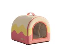 KiBcsLic Niche Zippée Cabane Rembourrée Tissu Oxford Isolant, Rose Goyave, L
