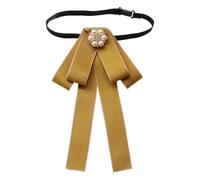 KiBcsLic Nœud Papillon pour Femme Necktie Classique Solide Ruban Ajustable Accessoire de Costume Matériau Polyester Facile Entretien Adapté à Bur, Jaune