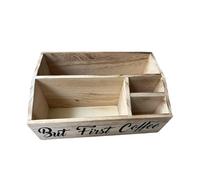 KiBcsLic Organisateur de Café En Bois avec Compartiments et Porte-sachets de Thé pour Plan de Travail de Cuisine, Salon, Bureau, Brun