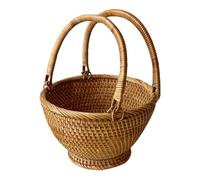 KiBcsLic Panier de en Rotin avec Anse Tressée Panier à Fleurs Panier de Rangement Panier Cadeau Confection Artisanale Matériau Robuste Fonction