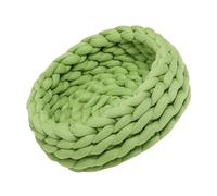 KiBcsLic Panier pour Chat Lit Rond pour Chat Panier Fermé Tressé Coton Polyester Accessoire Lavable Doux Solide Adapté Aux Chats D'Intérieur Repos Rangement Ma, Vert 50cm
