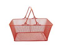 KiBcsLic Panier Shopping Panier Fil Métal Poignée Fer Grand Volume Multifonction Résistance à La Adapté pour Commerces Cuisine Organisation Ménagère, Rouge