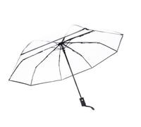 KiBcsLic Parapluie Pliant Transparent Automatique Imperméable Léger Trois Sections avec Revêtement en Fibre Structure en Acier Inoxydable Film PP Adapté Au Cam, Noir