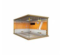 KiBcsLic Parking Miniature Éclairé Panneaux Acryliques Garage Miniature 1:24 Anti-Poussière Boîte Vitrine Acrylique pour Collectionneurs, Modèle De Garage Orange, Orientation Droite