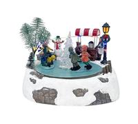 KiBcsLic Patinoire de Village de Noël avec Lumières, Boîte à Musique Créative de Collection