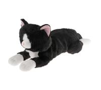 KiBcsLic Peluche Chat Oreiller de Corps Animal En Tissu Jouet de Collection Poupée Mignonne avec Forme Allongée et Vivante pour Câliner Convenable pour La Déco, Noir