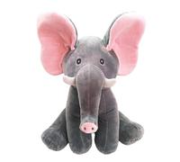 KiBcsLic Peluche Éléphant Jouet Chantant Interactif Musical Animal en Coton Oreilles Mobiles Développement de L'Éveil Adapté Aux Enfants Décoration de Chambre, Oreilles Roses