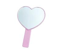 KiBcsLic Petit Miroir de En Forme de Cœur, Miroir Cosmétique à Main avec Poignée, Disponible En 4 Couleurs, Rose, 18,5 x 13 x 1 cm