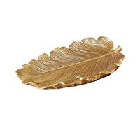 KiBcsLic Petit Plateau à Bijoux en Forme de Feuille Dorée pour Boucles d'oreilles et Colliers