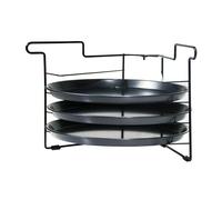 KiBcsLic Pizza Rack Étagère à Pizza avec Plateau Amovible Grille en Acier Épais Perforée pour Meilleure Circulation d'air Support Stable et Gain de Place Adapt, with 3pcs 11 Po Pan