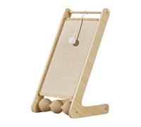 KiBcsLic Planche à Griffer pour Chat L Forme Griffoir Sisal Montage au Triangulaire Jouet Boule Base Bois Adaptée à la Protection, A