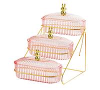 KiBcsLic Plat à Fruits Secs Nordique élégant, Récipient de Rangement, Plateau de Service pour Biscuits, Bonbons et Banquets, Grille Bunny 3