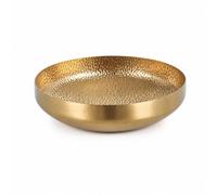KiBcsLic Plat Service avec Finition Dorée Texturé Plat Service Rond Métallique Assiette Acier Inoxydable pour Restaurant, Doré, 20CM