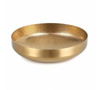 KiBcsLic Plat Service avec Finition Dorée Texturé Plat Service Rond Métallique Assiette Acier Inoxydable pour Restaurant, Doré, 30CM