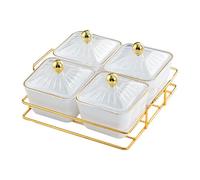 KiBcsLic Plateau de Fruits Secs Divisé Plateau de Service Snack Compartiment avec Couvercle Récipient à Épices En Polypropylène Fonctionnel Convient pour, Blanc