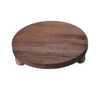 KiBcsLic Plateau en Bois Piédestal Décoratif Rond Stand Présentoir Table Bois Style Rustique Surface Polie Convient à La Décoration Intérieure Salle de Bain CU, Brun Foncé