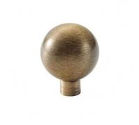 KiBcsLic Poignée En Laiton Brossé Meuble Poignée Tiroir pour Placard, Armoire, 31mm Hauteur X 25mm Diamètre, Base 9mm, 1 Boule Ronde - Petite/Bronze Antique