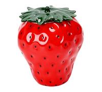 KiBcsLic Pot à Thé de Rangement Céramique Couvercle Fraise Étanchéité Optimale Style Créatif Convient pour Maison Exposition Bureau, Rouge