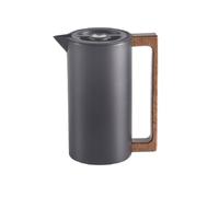 KiBcsLic Pot Isotherme avec Poignée En Bois Mat Carafe Isotherme avec Bec Verseur Moderne Récipient Bec Verseur pour Bureau, Cuisine, Array, Noir, 1.5L