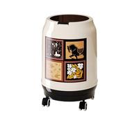 KiBcsLic Poubelle de Cuisine Conteneur à Ordures Mobile Seau à Déchets Roulettes Silencieuses Double Bac Motif Oiseaux et Fleurs Rétro Matériau Pp Adapté, with Lid S White