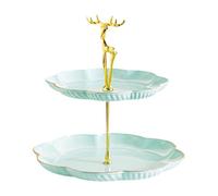 KiBcsLic Présentoir à Gâteaux à 2 étages avec Assiettes pour Cupcakes de Fête Du Nouvel An, Vert