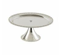 KiBcsLic Présentoir Gâteau Argenté Support Présentation Plateau Desserts Plateau Gâteau Plate-Forme Surélevée à Rebord Perlé et Reflet Miroir Convient aux, Rond