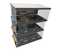 KiBcsLic Présentoir Voiture Modèle Miniature Vitrine Garage Diorama Parking Lot Simulation en Bois et Acrylique pour Collection Modèles de Voitures Bureau, 3 couches