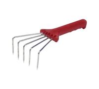 KiBcsLic Râteau de Jardinage Cultivateur à Main Outil à Griffes Laboureur de Sol Portable En Acier Inoxydable avec 5 Dents Adapté pour Ameublir La Terre et Dé, Rouge