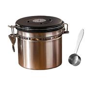 KiBcsLic Récipient Hermétique En Inox Alimentaire avec Cuillère Intégrée et Dateur pour Conservation Longue Des Grains de Café Sucre Thé Biscuits Adapté à La C, argent 1.2L
