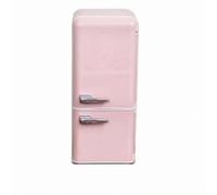 KiBcsLic Réfrigérateur Miniature Éclairé Porte Ouvrante Mini Frigo Ouvrant Forme Arrondie, Rose