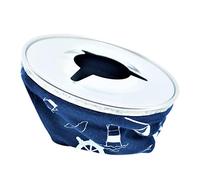 KiBcsLic Rond avec Pochette en Tissu, Housse Coupe-Vent en Acier Inoxydable et Support, Convient à Une Utilisation sur Les Bateaux, Les Camping-Cars, Les Voitu, Bleu